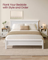 VASAGLE LIRY Collection - Farmhouse Nightstand with Barn Door, Bedside Table with Storage, Side End Table, Night Stand, Open Compartment, for Bedroom, Rustic White and Honey Brown ULET609K41 VASAGLE