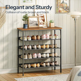 HOOBRO Shoe Rack for Entryway, 5-Tier Shoe Organizer with Adjustable Mesh Shelves, 16-20 Pairs of Shoes, Spacious Freestanding, Metal, Industrial, Shoe Shelf for Closet, Rustic Brown BF12XJ01 HOOBRO