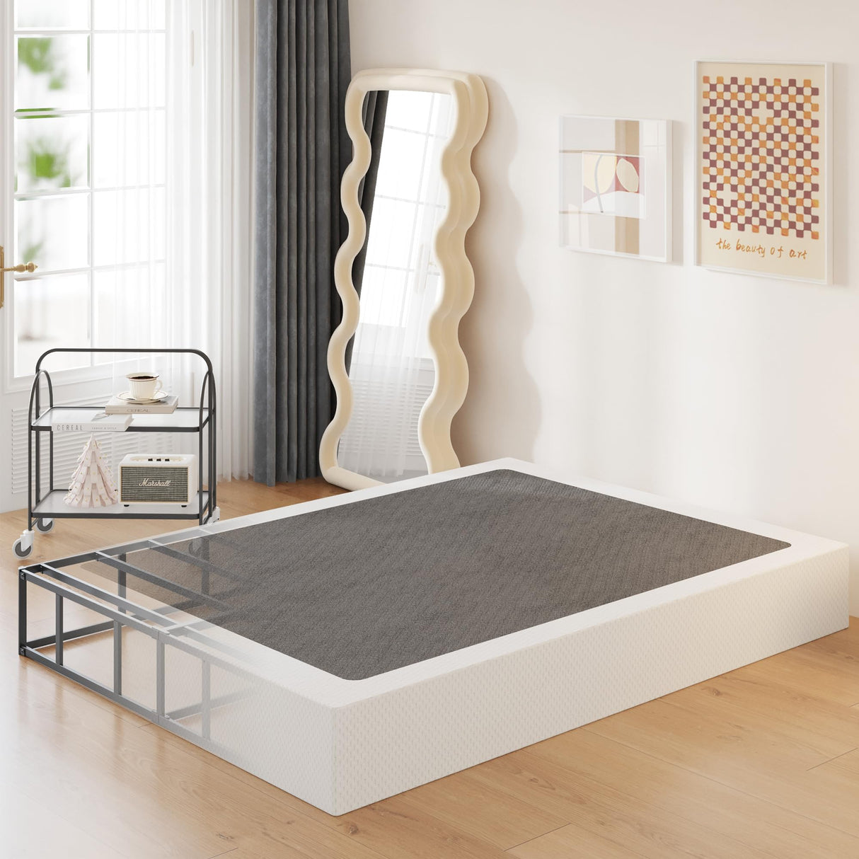 Yicensen 10 Inch High Profile Full Size Box Spring Heavy Duty Metal Box Spring Full Size with Fabric Cover, Sturdy Mattress Foundation, Easy Assembly, Noise Free, Black Yicensen