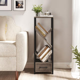 Giantex Tree Bookshelf with Drawer, 4-Tier Narrow Bookcase with Metal Frame, Tall Floor Standing Storage Organizer for Small Space, Wooden Display Shelves for Living Room, Bedroom, Study (1) Giantex