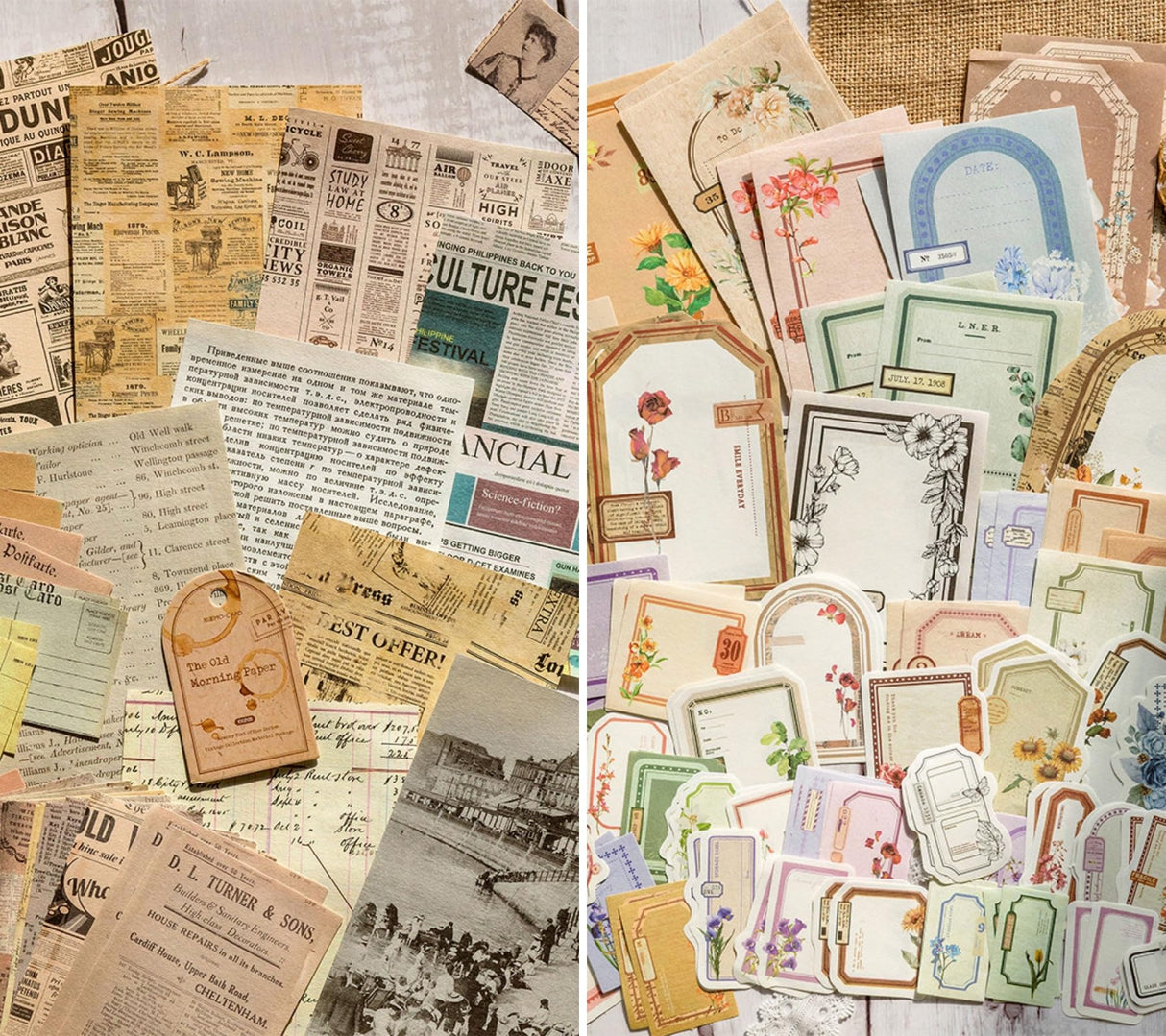 VIVIQUEN 400 Sheets Vintage Textured Scrapbook Paper Set – 4 Nature Themes Retro Mixed Special Paper for Scrapbooking Planner Bullet Junk Journal Supplies Collage Card Embellishment VIVIQUEN