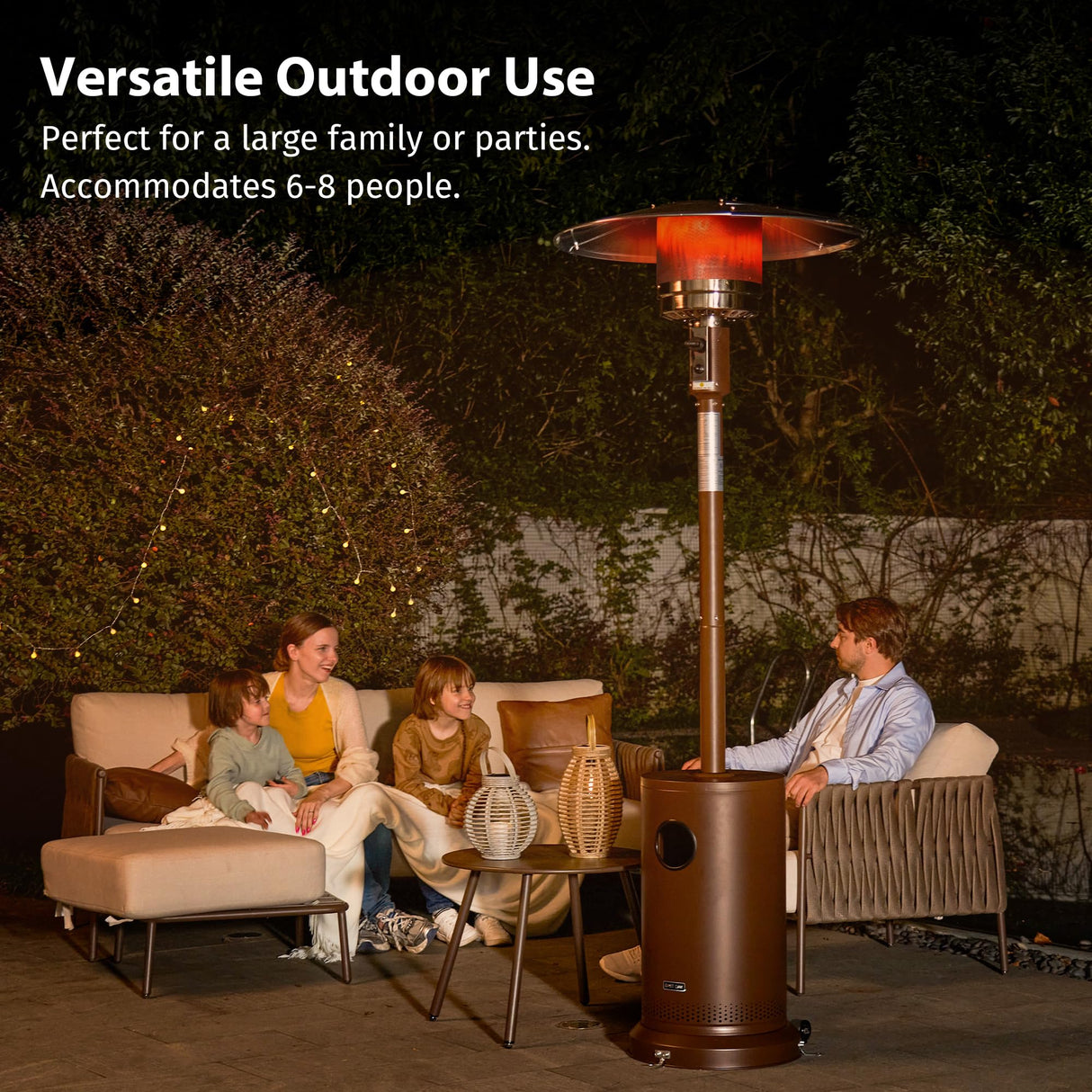 EAST OAK 50,000 BTU Patio Heater for Outdoor Use With Double-Layer Stainless Steel Burner, Round Table Design and Wheels, Outdoor Patio Heater for Commercial and Home, Bronze EAST OAK