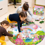 71Pcs Floor Puzzles for Kids Ages 3-5 Jigsaw Puzzles for Girls Princess Mermaid Double Sided Puzzle for Kids Castle Princess Xmas Party Supplies Mermaid Toys Educational Toys ZOIIWA