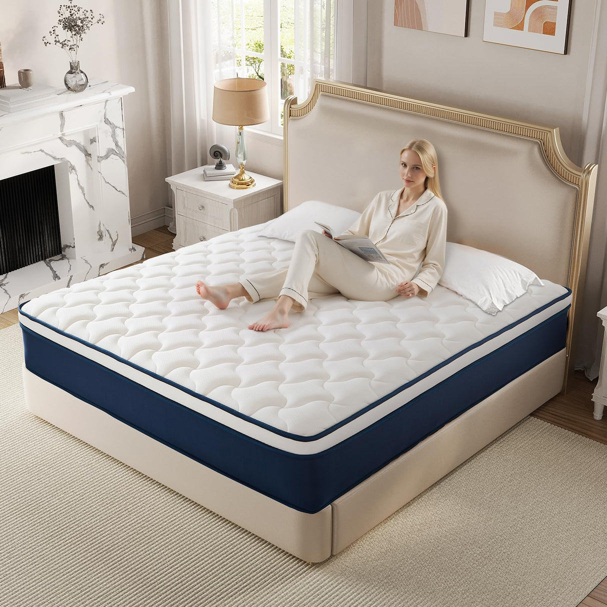 Full Size 12 Inch Gel Memory Foam Hybrid Mattress in a Box - 55x75 Inch, Pocket Springs & Medium Firm for Pressure Relief, Motion Isolation, 100 Nights Trial Kesyup