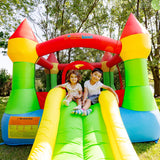 Bounceland Bounce House Castle with Basketball Hoop Inflatable Bouncer, Fun Slide, Safe Entrance Opening, UL Certified Strong Blower Included, 12 ft x 9 ft x 7 ft H Bounceland