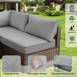 Patio Furniture Set,7 Piece Patio Furniture Set with Fire Pit Table,PE Wicker Rattan Sectional Sofa Patio Conversation Set with Thickened Cushions, Grey Grezone
