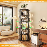 Aheaplus 5 Tier Rotating Bookshelf Tower, 360 Display Spinning Bookcase, Revolving Round Book Shelf Narrow Swivel Bookshelf, Vertical Turning Spiral Corner Book Organizer for Small Space, Black Aheaplus
