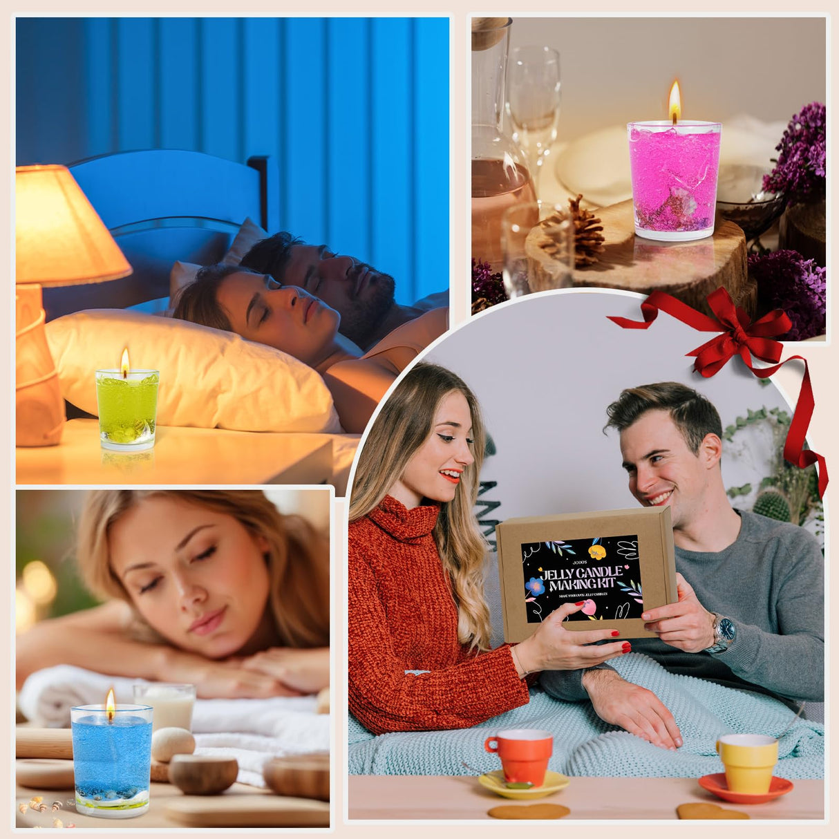 JCOOS Candle Making Kit, DIY Jelly Wax Melts, Candle Jars, Candle Making Kit for Adults, 1.5 lb Gel Wax for Candle Making, Candle Wick, Dried Flowers, Conch, Sand, Candle Dye, Crafting Gifts for Women Jcoos