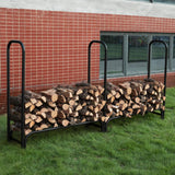 GASPRO 8FT Firewood Rack Outdoor with Cover, Adds Sturdy Middle Upright, Heavy Duty Steel Log Rack Wood Holder, Easy to Assemble GASPRO