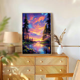 Reivworl Landscape Diamond Art Kits for Adults, Sunset Diamond Painting Kits, Gem Art Kit for Gifts and Home Interior Decor 12x16 Inch Reivworl