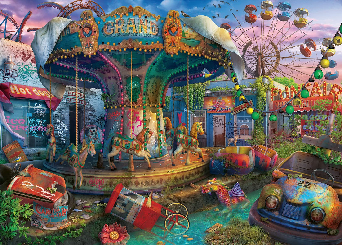 Ravensburger Abandoned Series: Gloomy Carnival - 1000 Piece Jigsaw Puzzle for Adults | Unique Softclick Technology | Premium Quality Material | Ideal for Family Fun Idea