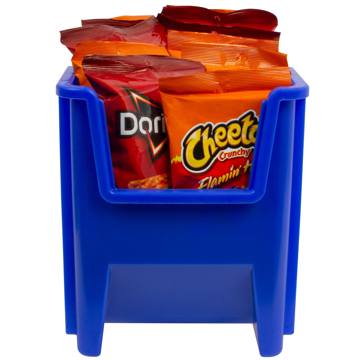 Akro-Mils 13014 Stak-N-Store Heavy Duty Stackable Open Front Plastic Storage Container Bin, (17-1/2-Inch x 11-Inch x 12-1/2-Inch), Blue, (4-Pack) Akro-Mils