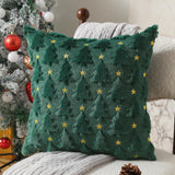 Allorry Christmas Pillow Covers 18 x 18 inch Set of 2 Dark Green Christmas Tree Pillow Covers Decorations Plush Faux Fur Soft Cushion Case for Winter Xmas Holiday Home Bedroom Sofa Decors PT004-A18 Allorry