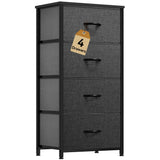 DWVO Storage Tower with 4 Drawers - Fabric Dresser, Organizer Unit for Bedroom, Living Room, Closets - Sturdy Steel Frame, Easy Pull Fabric Bins & Wooden Top DWVO