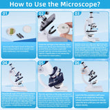 Microscope for Kids Beginner, 40X-2000X Biological Compound Microscope Kit with Adjustable Brightness LED, Slides for School Lab Home Education, Gifts for Children Students eyemocsin