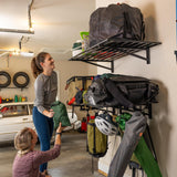 StoreYourBoard 2 Pack Heavy Duty Garage Wall Shelves, 2' x 4' Wall Mount Storage Shelf with Hooks, Holds 200 lbs Each StoreYourBoard