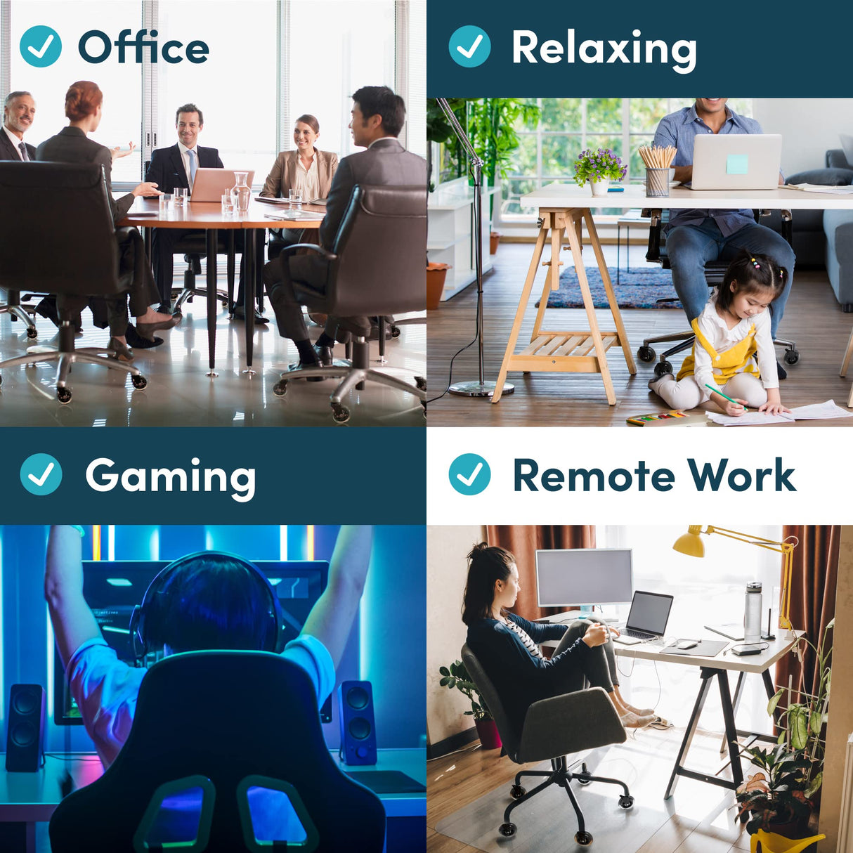 Lifelong Original Office Chair Wheels (As Seen On CNN) Replacement Rubber Chair Casters for Hardwood Floors and Carpet, Set of 5, Heavy Duty Casters for Chairs to Replace Office Chair Mats - Fits 98% Lifelong