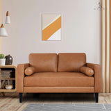 Naomi Home Mid-Century Top Grain Genuine Leather Loveseat, Love Seat Sofa Bed Sleeper, Love Seats Furniture for Small Spaces, Modern Loveseats Sofas for Living Room, Bedroom - Tan Naomi Home