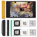 Lwoeo Jigsaw Puzzle Mat Roll Up 1000 Pieces, Smooth Top Saver Pad 34.6" x 22.8" with 6 Sorting Trays & Travel Storage Bag for Sorting Table, Board, Portable Puzzles Matt Rollup Non-Slip Rubber Bottom Lwoeo