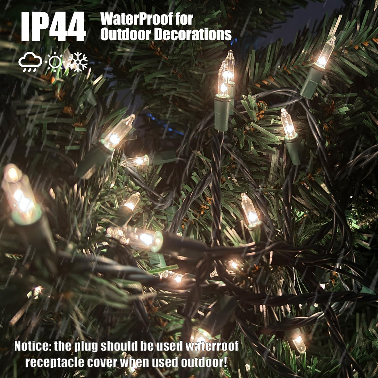 HISHINY Christmas Lights 100 Count Clear Christmas Tree Lights String with Green Wire for Outdoor Indoor Christmas Decorations Wedding Decorations Valentines Day Decor,UL Certified (21feet) HISHINY