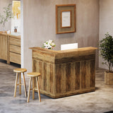 Tribesigns Bar Cabinet, L-Shaped Home Bar Table with Stemware Racks, 4-Tier Corner Bar Unit Liquor Wine Bar Table Reception Desk for Home Pub, Brown Tribesigns