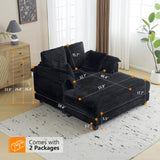 VINGLI Lounge Chair, 56" Oversized Reading Chair Corduroy Chaise Sofa Recliner Bed Upholstered Comfy Sleeper Couch with Throw Pillows and Armrests for Living Room, Movie Room, Bedroom VINGLI