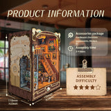 fifijoy DIY Book Nook Kit 3D Wooden Puzzle with LED Lights, Cozy Cat Café House, Bookshelf Insert Decor, Gift for Cat Lovers (Caramel Dreams) fifijoy