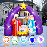 8FT FUN LITTLE TOYS 2024 Nativity Scene Christmas Inflatable with LED Lights for Outdoor Yard Decoration FUN LITTLE TOYS