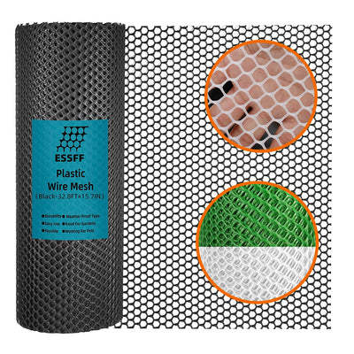 Pet & Garden Safeguard - 15.7IN x 32.8FT Roll - Black Plastic Netting, Multi-Use Decorative Fencing for Poultry, Dogs, Rabbits,Chicken and Snake Barrier