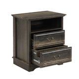 XIAO WEI Nightstand with Hidden Drawer, 25" Tall Farmhouse Bedside Table with 3 Drawers and 1 Open Shelf, Wood Rustic End Side Table, Small Dresser Drawers (Brownish Green Oak, 1PC) XIAO WEI