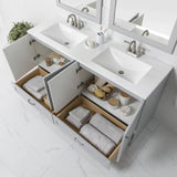 Spring Mill Cabinets Emlyn 60 Inch Double-Sink Bathroom Vanity with White Top, 2 Cabinets, 2 Drawers, 60.5" W x 18.75" D x 32.89", Pearl Gray Spring Mill Cabinets