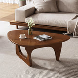 Wood Coffee Table, Mid Century Modern Triangle Coffee Table for Living Room, Rustic Solid Wood Legs and Tabletop, Farmhouse Walnut Accent Center Table for Small Spaces DESYIFO