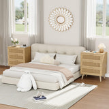 Rovaurx Rattan Nightstand with Charging Station, Night Stand with 3 Drawers, 28.5 Inch Bedside End Table for Bedroom, Side Table with USB Ports and Outlets, Boho Style, Natural RCTG110ME Rovaurx