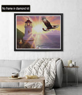 Diymood Paint by Numbers for Adults Animal, DIY Oil Painting Seaside Lighthouse Eagle Acrylic Paint by Number Kits for Kids Adults Beginner for Home Wall Decor 16x20 inch Diymood