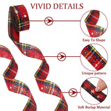 Whaline 5 Rolls 30 Yard Christmas Burlap Ribbon - 1 Inch Snowflake Plaid for Gift Wrapping, Winter Xmas Decorations, DIY Crafts, Wreath Bow Making Supplies Whaline