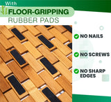 ZPirates Natural Bamboo Wood Bath Mat - Large, 34 x 18 Inches (L x W) Foldable Bathmat, Accessories for Bathroom Sauna Spa Tub and Outdoor ZPirates