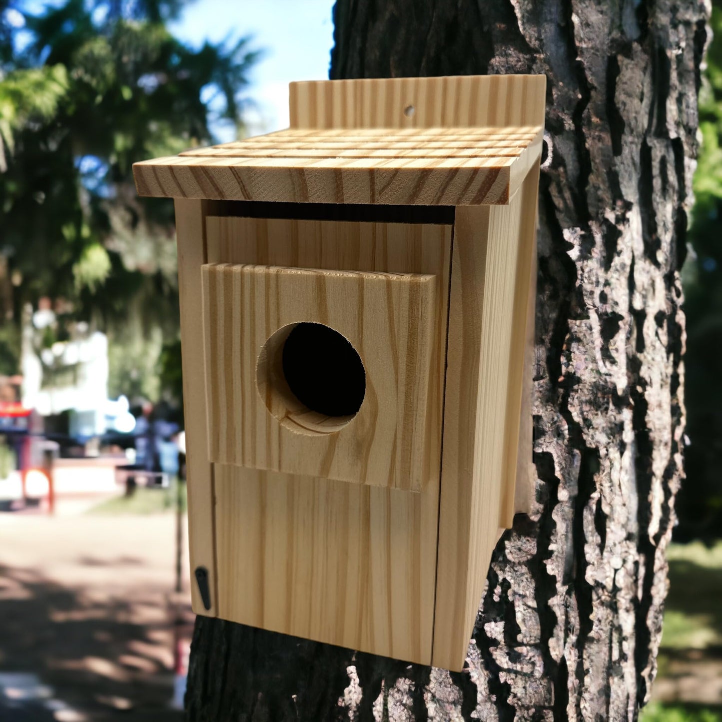 2-Pack Bird House - Outdoor- Bluebird, Finch, Wren, Chickadee, Tree Swallow Bird, Wild Birds, Woodpecker House Easy-to-Open Birdhouse Nesting Box (Unfinished DIY)