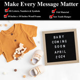 C CRYSTAL LEMON Letter Board, 336 Letters Numbers & Symbols, Felt Letter Board, 10x10 inches, Changeable Wooden Message Board Sign, Wood Frame, Wall Mount, with Display Stand (Black) C CRYSTAL LEMON