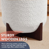 Ornavo Home Decor Round Ottoman with Storage, Boucle White Teddy Round Vanity Chair Stool Ottoman Pouf with Storage for Living Room and Bedroom Ornavo Home