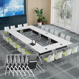 Conference Table Folding Conference Room Table,55.1x23.6x29.5 Inches Flip Top Training Meeting Table with Wheels,Modern Rectangle Seminar Boardroom Table for Office Conference Room (White, 8 Pack) Crevew