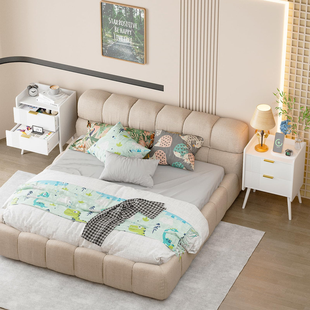 Aenuert White Nightstand Modern Bedside Table with 2 Storage Drawer, Small Night Stand, Wooden End Table,Sofa Side Table for Bedroom,Study Room and Small Spaces Aenuert