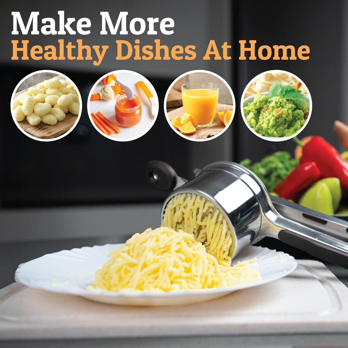 PriorityChef Large 15oz Potato Ricer, Heavy Duty Stainless Steel Potato Masher and Ricer Kitchen Tool, Press and Mash Kitchen Gadget For Perfect Mashed Potatoes - Everytime Priority Chef