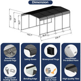 Xilingol 12x20 FT Metal Carport, Heavy Duty Carport Canopy with Galvanized Steel Frame and Roof, Outdoor Storage Shed, Car Tent Garage Shelter for Pickup, Truck, Boat and Tractor, Grey Xilingol
