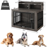 IRONCK Extra Large Dog Crate Furniture, 43.3 inches Wooden Dog Crate with Storage and 4 Hooks, Heavy Duty Pet Crate for Large Dog, Decorative Pet Cage for Indoor (30" L x 43.3" W x 41.1" H) IRONCK