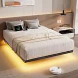 ONBRILL Full Size Floating Bed Frame with Smart LED Lights & USB Charging Station - Heavy Duty Metal Design, Easy Assembly, Noise-Free ONBRILL