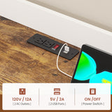 Itaar 35.4 inch Bakers Rack with Power Outlet and Storage, Farmhouse Coffee Bar Cabinet, Microwave Stand Kitchen Cabinet with Hutch, LED Lights, Wine Glass Holder and 8 Hooks，White Itaar