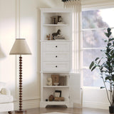 Merax 69" H Tall Corner Cabinet with Adjustable Shelves and Drawers, Storage Bookshelf Space Saver for Bathroom or Kitchen, White Merax