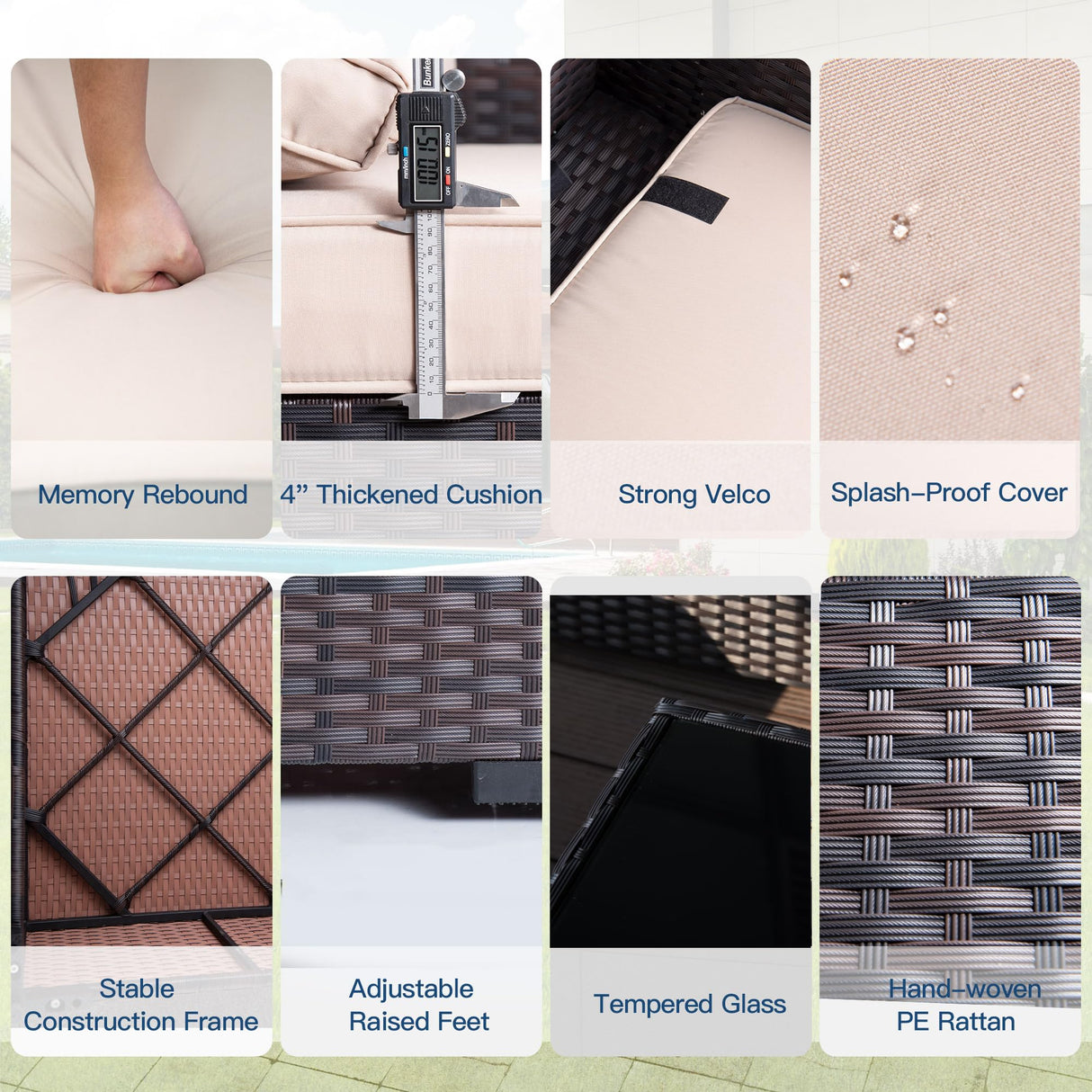 Kullavik 9 Pieces Outdoor Patio Furniture Set,PE Wicker Rattan Sectional Sofa Patio Conversation Sets,Swivel Rocking Chairs Set,Sand Kullavik