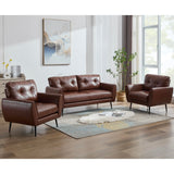 TYBOATLE Sofa Couch 61" Small Loveseat Couches for Living Room Leather Couch Mid Century Modern Tufted Mini Sofa Comfy Office 2 Seat Settee Love Seat Loveseat for Small Spaces Bedroom (3, Brown) TYBOATLE