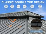 Domi 14' X 20' Hardtop Gazebo Outdoor Metal Gazebo Canopy with Galvanized Steel Double Roof, Aluminum Frame, Curtains and Netting for Patio, Deck, Garden, Grey domi outdoor living